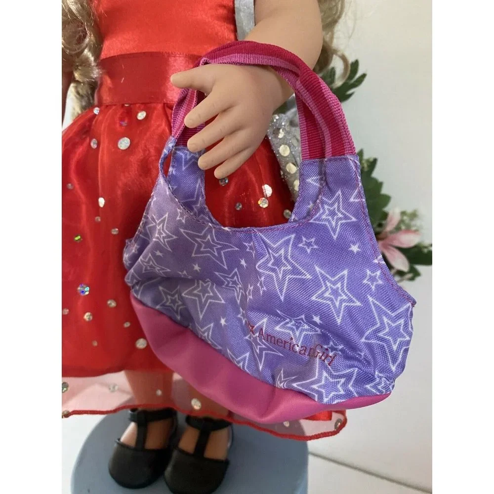 American Girl Battat OG Retired Purple Pink Stars Hand Bag for Dolls 16
